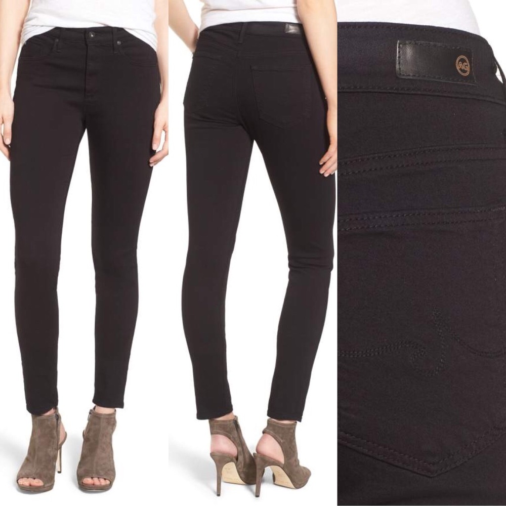 AG Farrah Jeans Black - hi-waist skinny soft denim